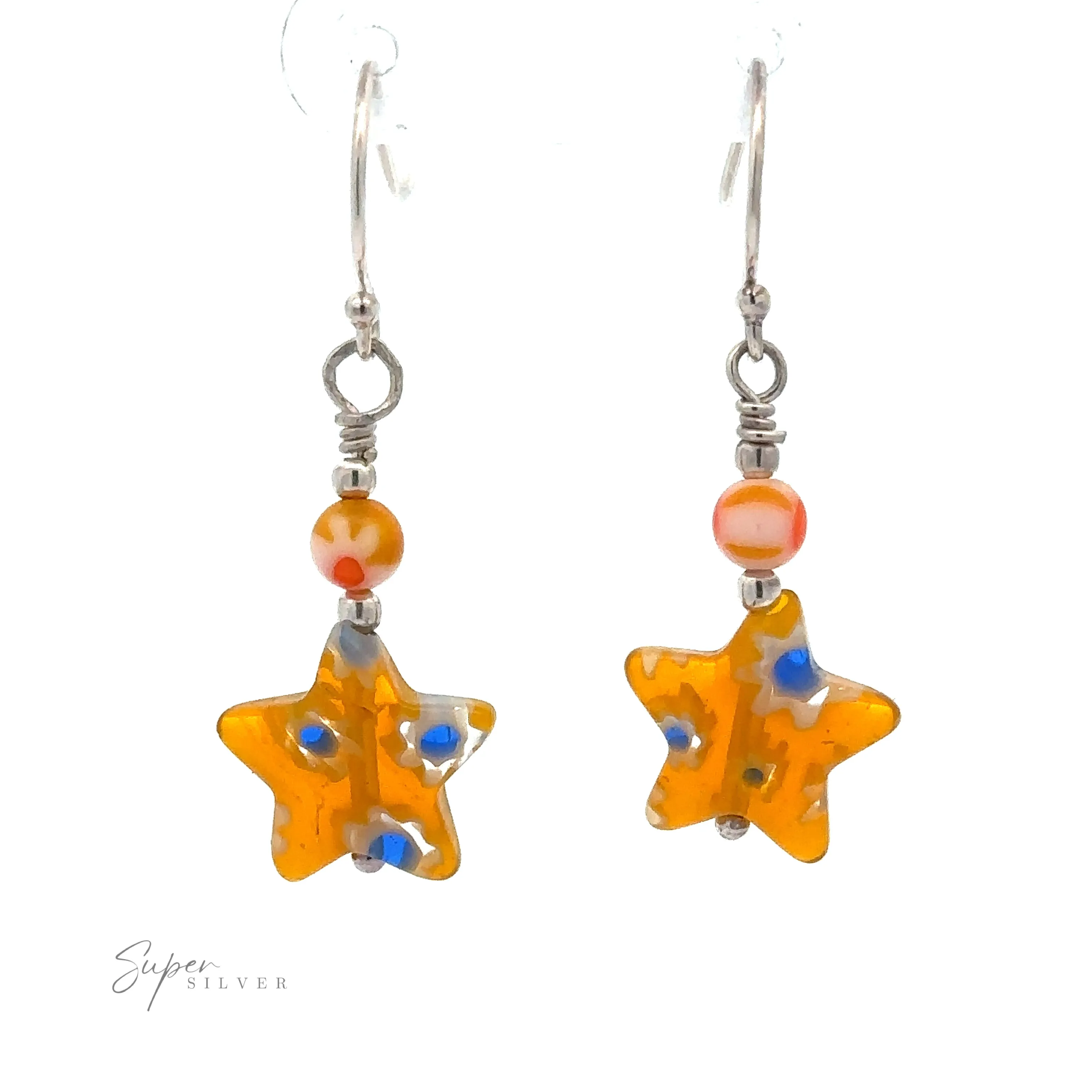 Resin Beaded Yellow Star Earrings