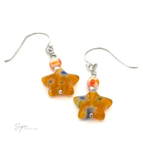 Resin Beaded Yellow Star Earrings