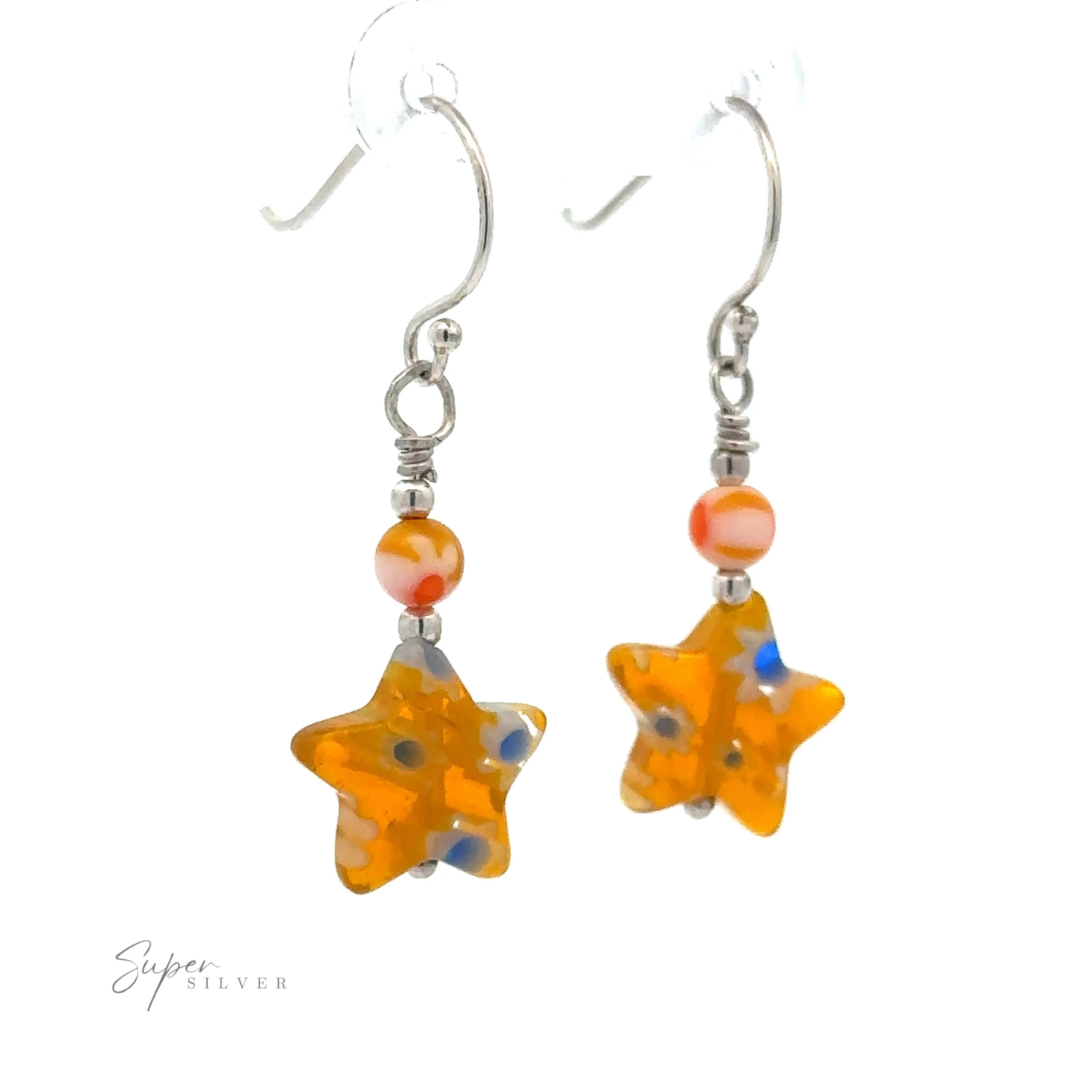 Resin Beaded Yellow Star Earrings