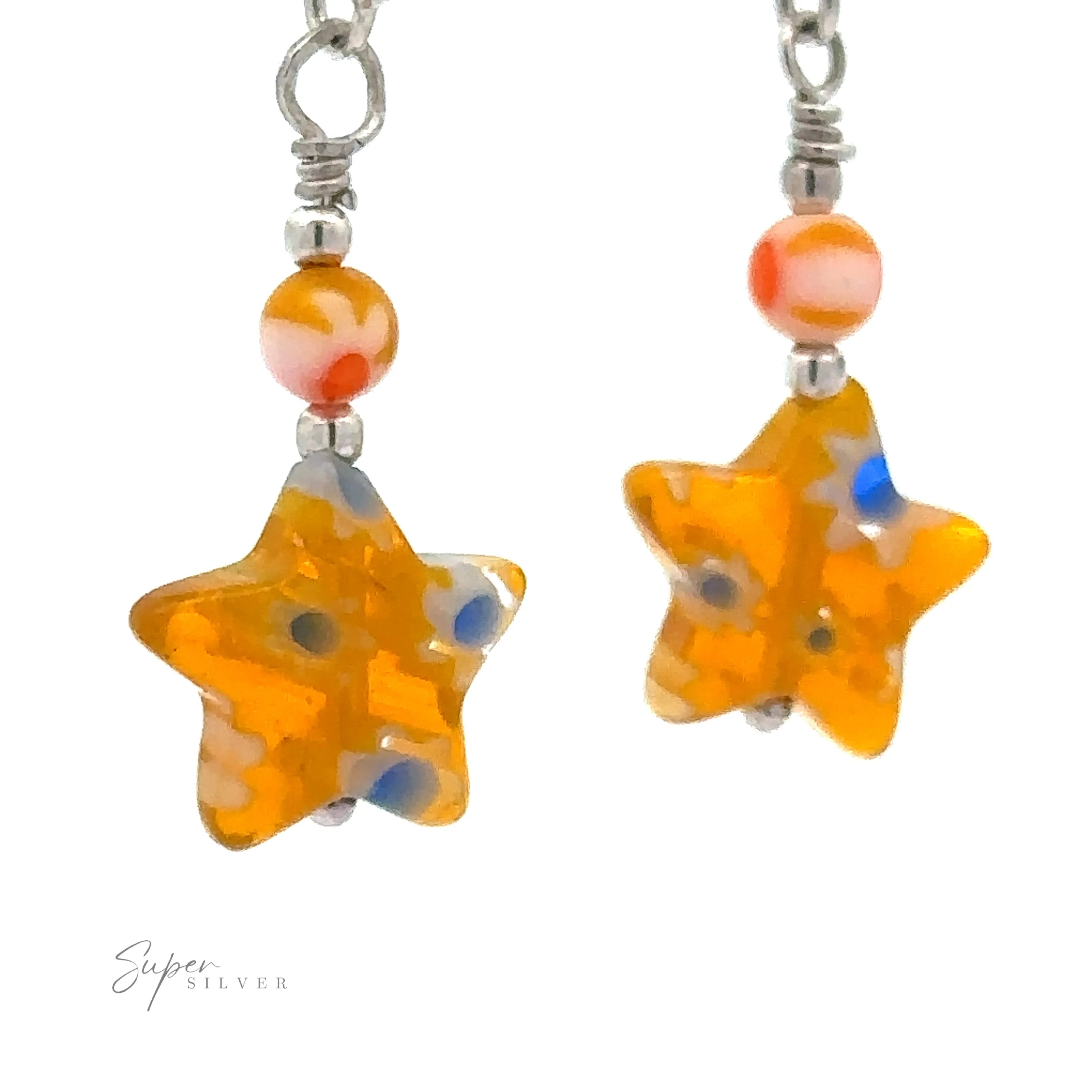 Resin Beaded Yellow Star Earrings