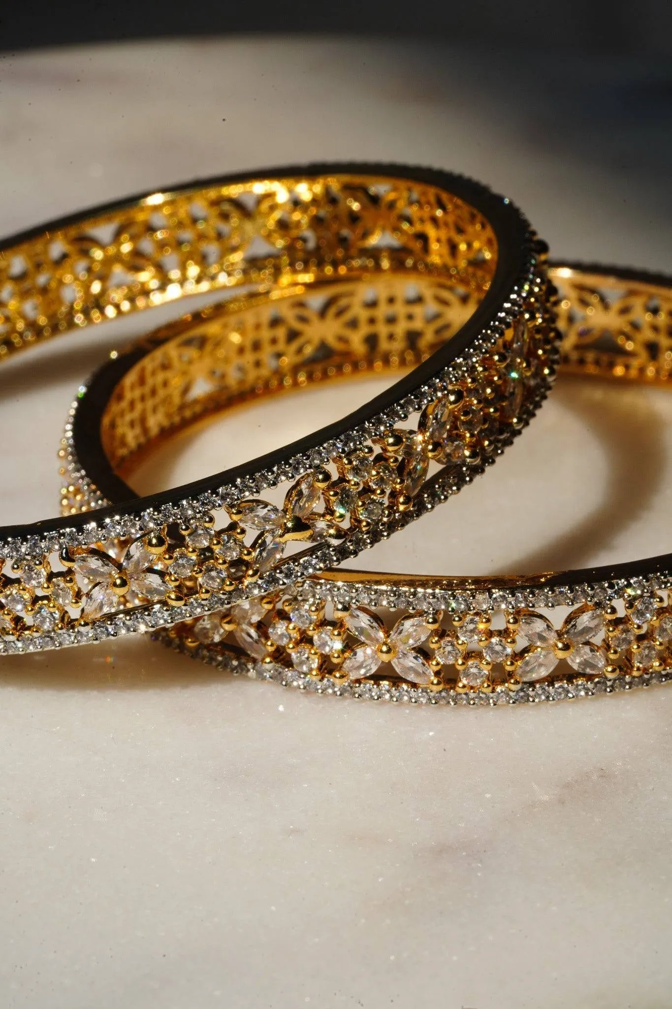 Ritu - Gold AD Bangles With Jhumkas (Set of 2)