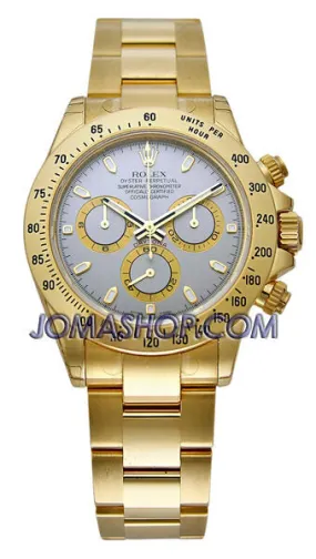 Rolex Cosmograph Daytona Grey Dial 18K Yellow Gold Oyster Bracelet Automatic Men's Watch 116528GYSO