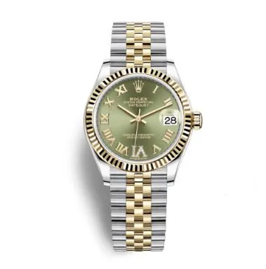 Rolex Datejust 31 Olive Green Diamond Dial Ladies Automatic Steel and 18kt Yellow Gold Jubilee Watch 278273GNRDJ 278273-0016