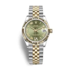 Rolex Datejust 31 Olive Green Diamond Dial Ladies Automatic Steel and 18kt Yellow Gold Jubilee Watch 278273GNRDJ 278273-0016