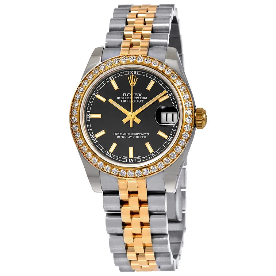 Rolex Datejust Lady 31 Black Dial Stainless Steel and 18K Yellow Gold Jubilee Bracelet Automatic Watch 178383BKSJ