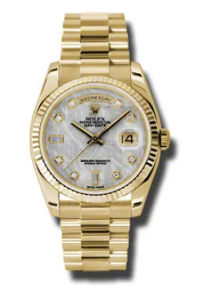 Rolex Day-Date Meteorite Dial 18K Yellow Gold President Automatic Men's Watch MTDP 118238