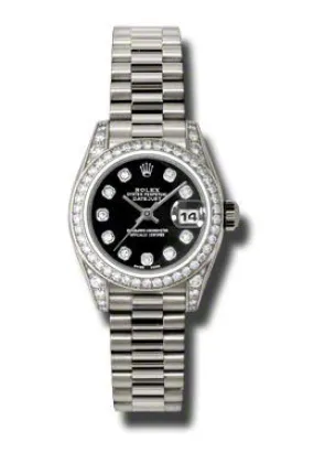 Rolex Lady-Datejust 26 Black Dial 18K White Gold President Automatic Ladies Watch 179159BKDP