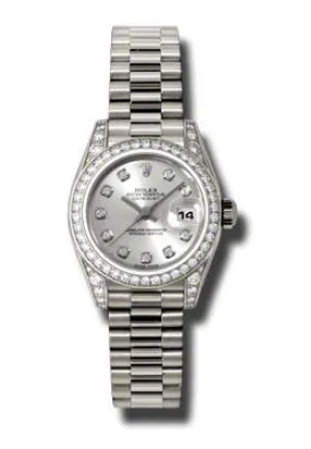 Rolex Lady-Datejust 26 Silver Dial 18K White Gold President Automatic Ladies Watch 179159SDP