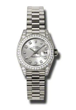 Rolex Lady-Datejust 26 Silver Dial 18K White Gold President Automatic Ladies Watch 179159SDP