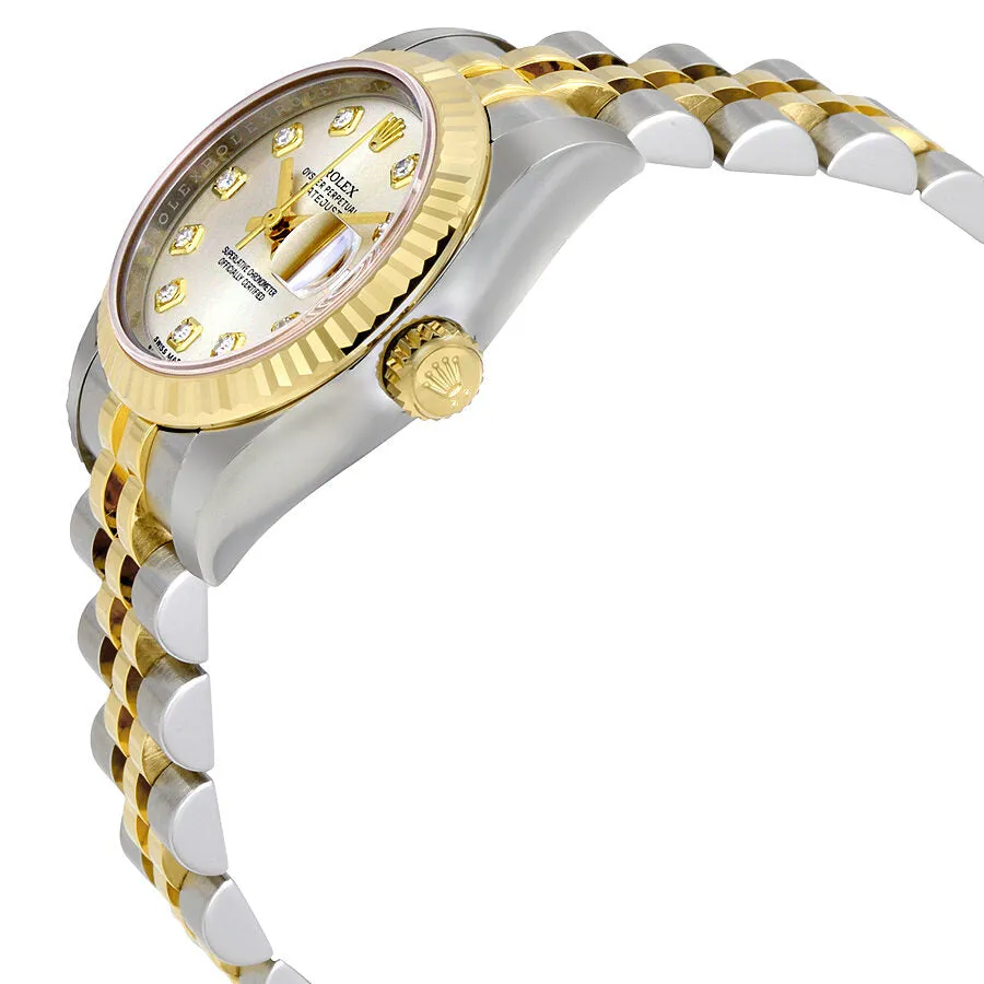 Rolex Lady Datejust 26 Silver With 10 Diamonds Dial Stainless Steel and 18K Yellow Gold Jubilee Bracelet Automatic Watch 179173SDJ
