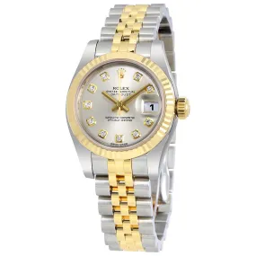 Rolex Lady Datejust 26 Silver With 10 Diamonds Dial Stainless Steel and 18K Yellow Gold Jubilee Bracelet Automatic Watch 179173SDJ