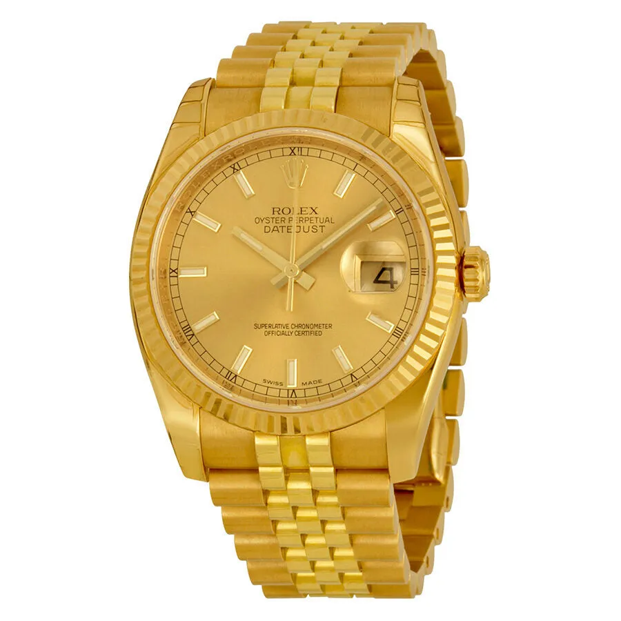 Rolex Oyster Perpetual Datejust 36 Champagne Dial 18K Yellow Gold Automatic Men's Watch 116238CSJ