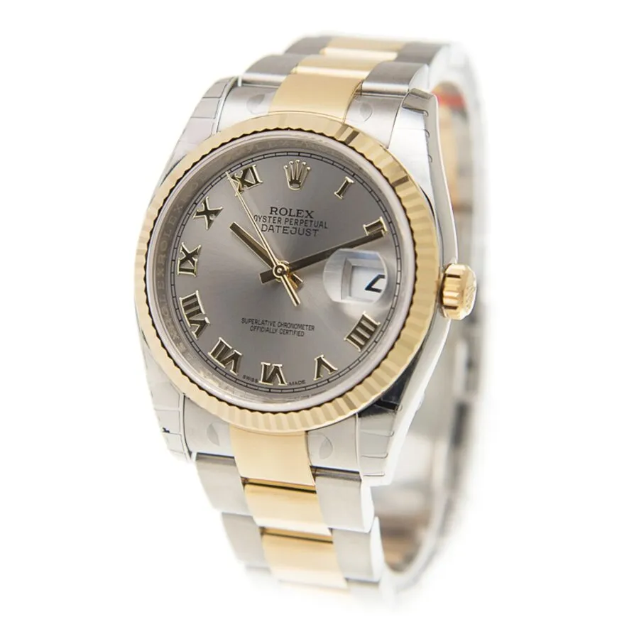 Rolex Oyster Perpetual Datejust 36 Grey Dial Stainless Steel and 18K Yellow Gold Bracelet Automatic Men's Watch 116233GRO