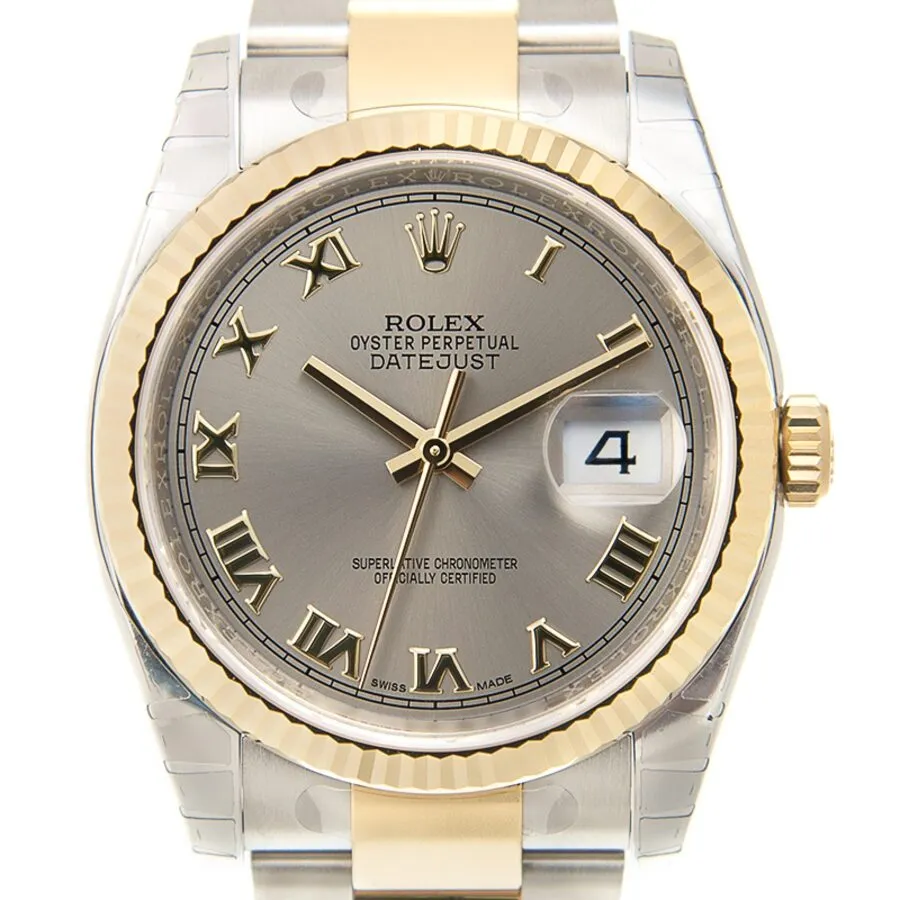 Rolex Oyster Perpetual Datejust 36 Grey Dial Stainless Steel and 18K Yellow Gold Bracelet Automatic Men's Watch 116233GRO