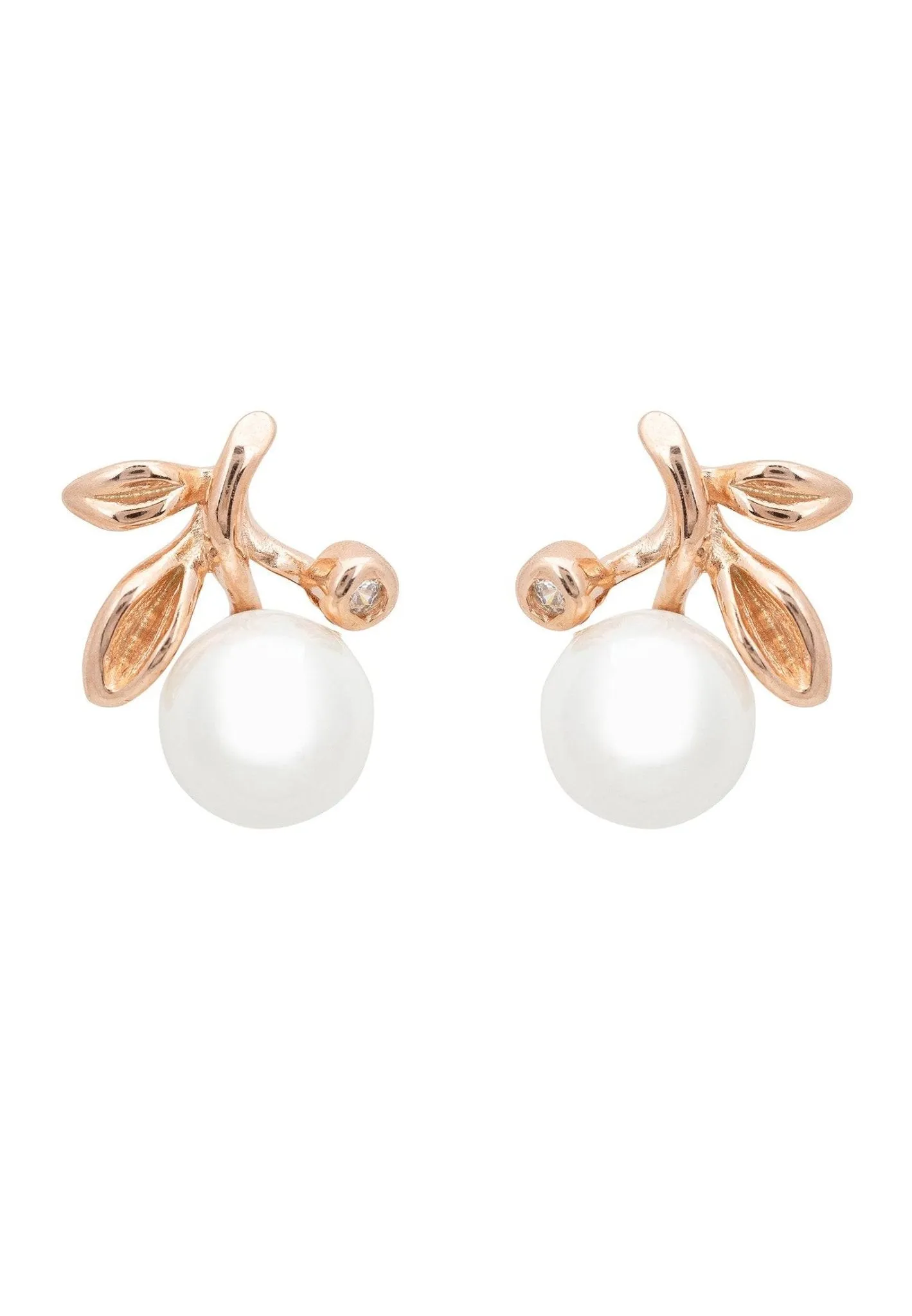 Rosebud Pearl Stud Earrings Rosegold