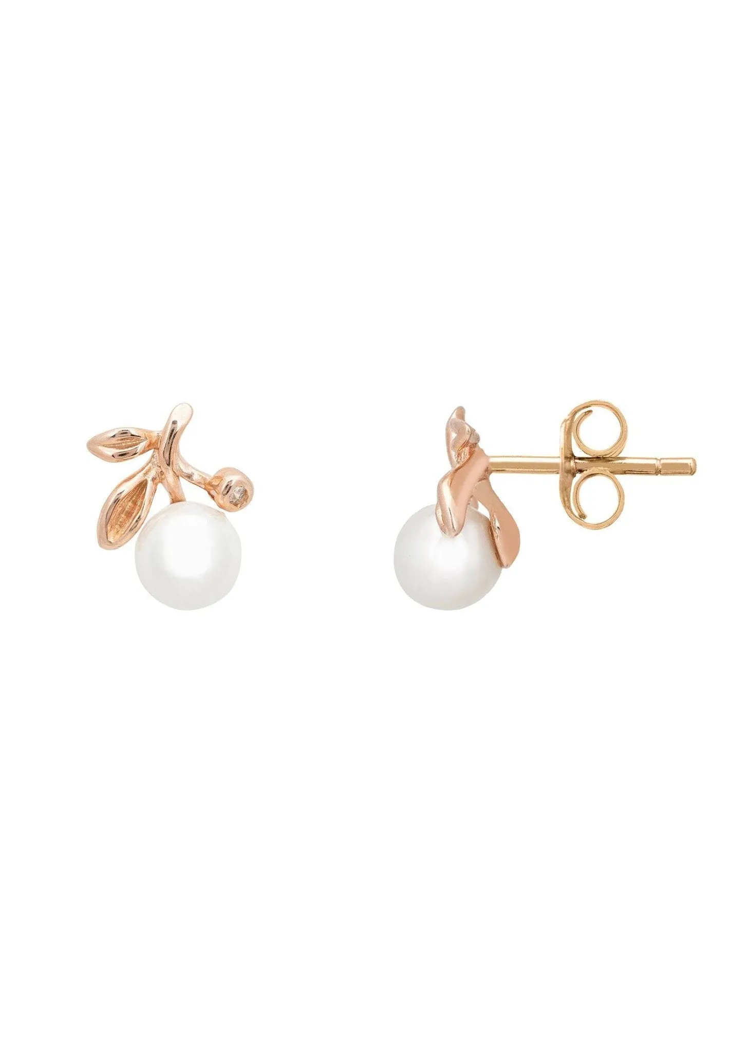 Rosebud Pearl Stud Earrings Rosegold