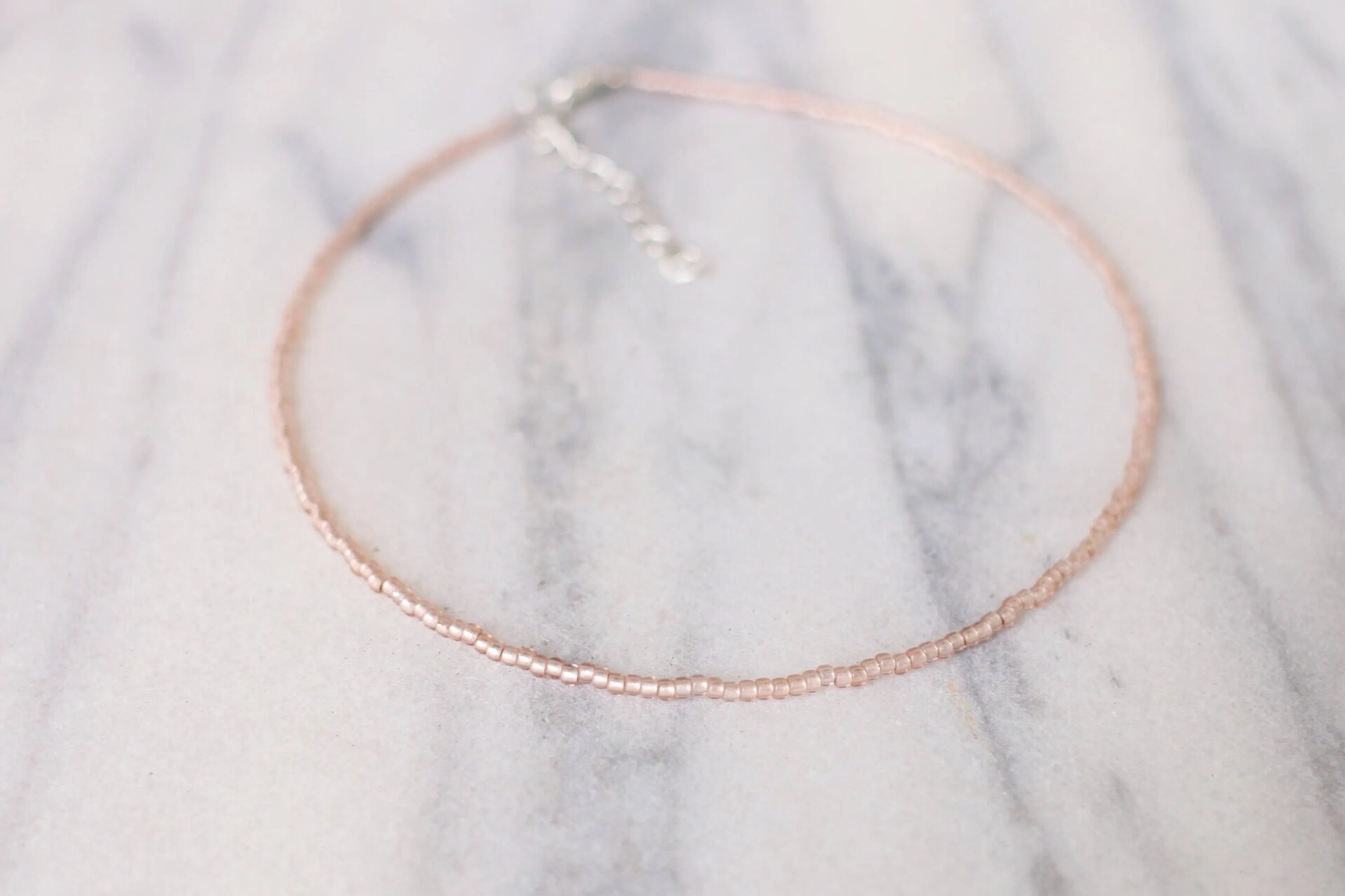 Rosey Mauve Beaded Choker Necklace