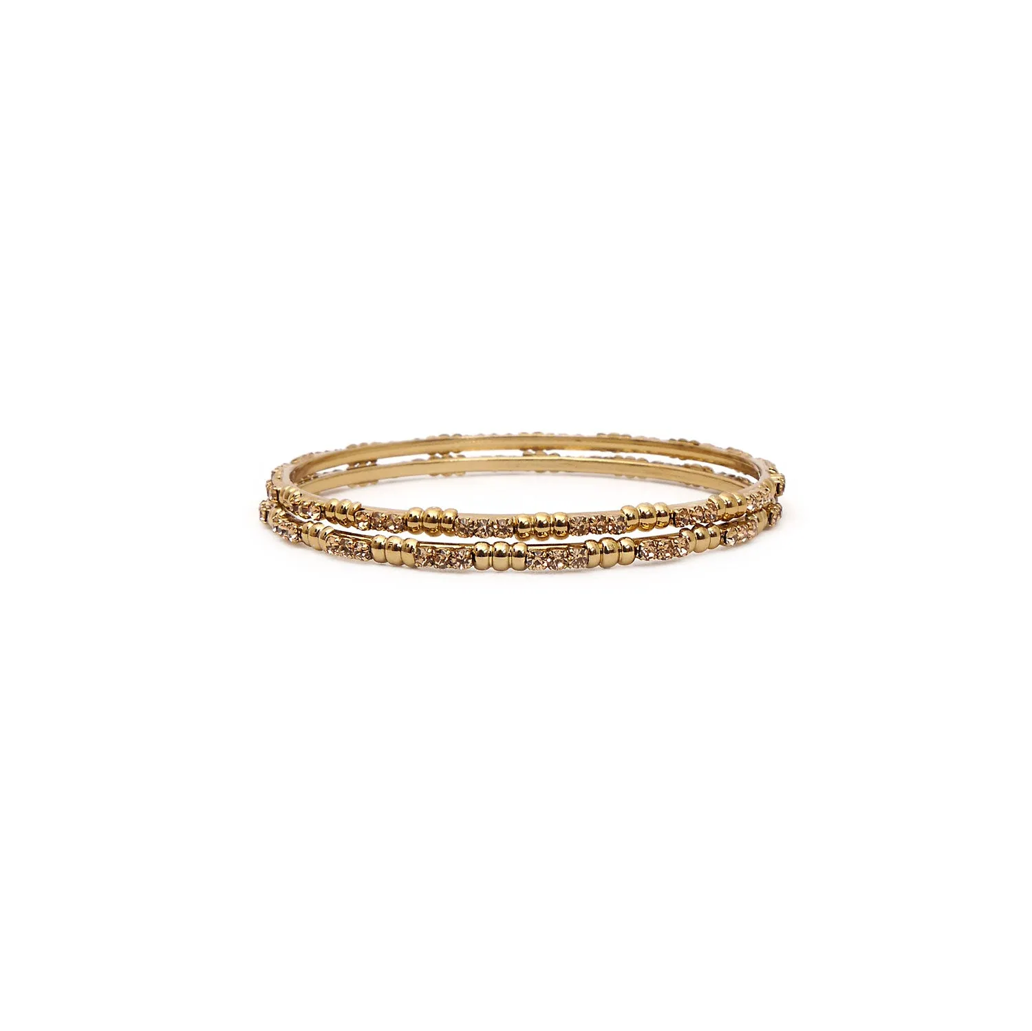 Sequence Bead and Champagne Thin Bangles