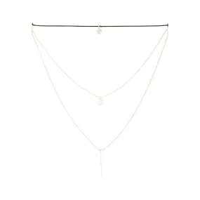 Silver Diamante Pendant Bar Layered Choker Trio