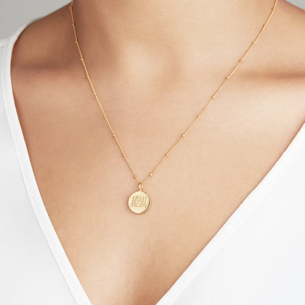 Silver Large Engraved Disc Necklace