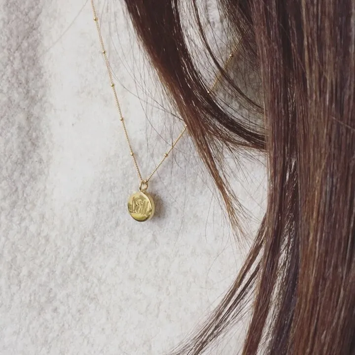 Silver Large Engraved Disc Necklace