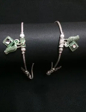 Silver Leaf Anklets