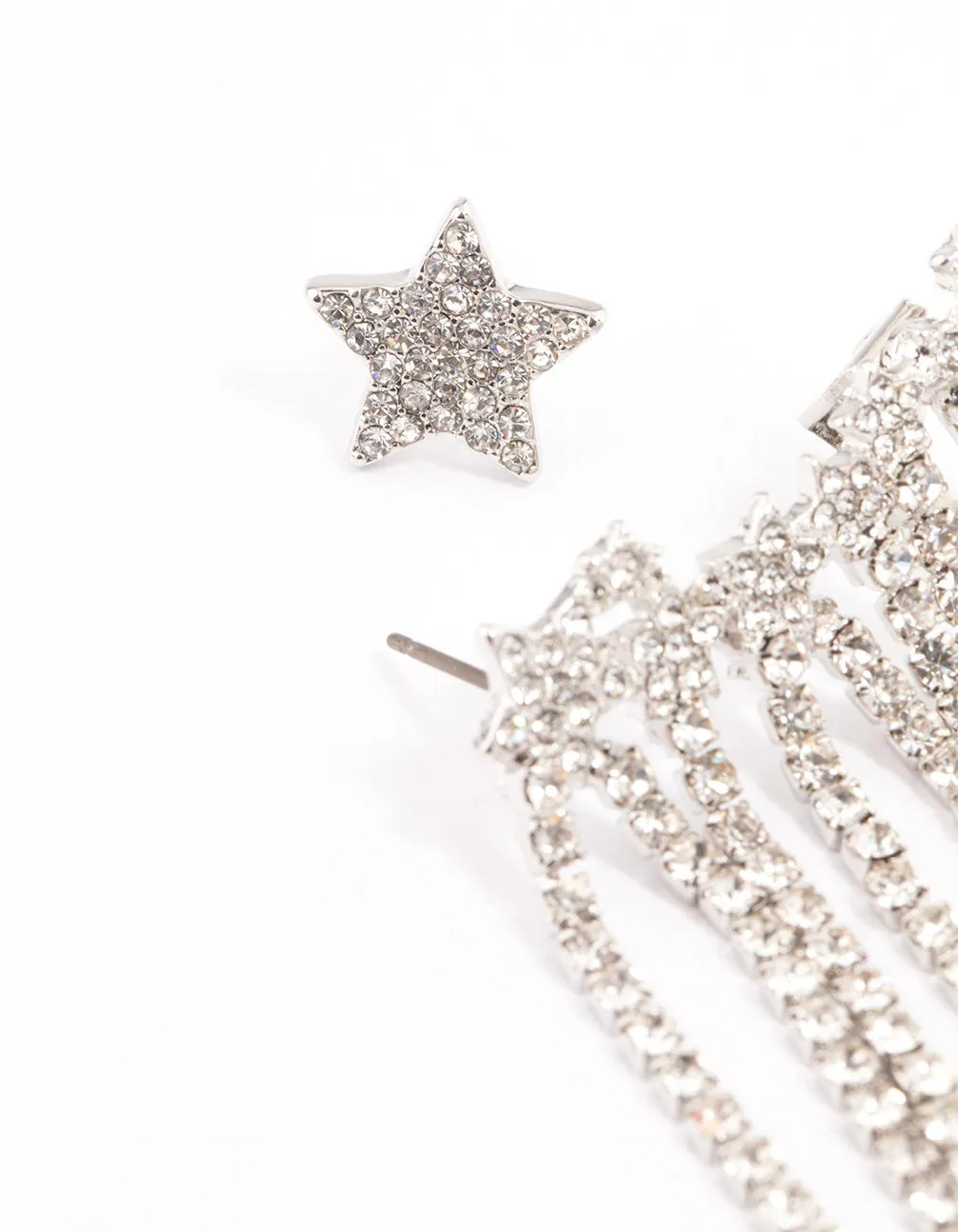 Silver Star Cupchain Cuff Earrings