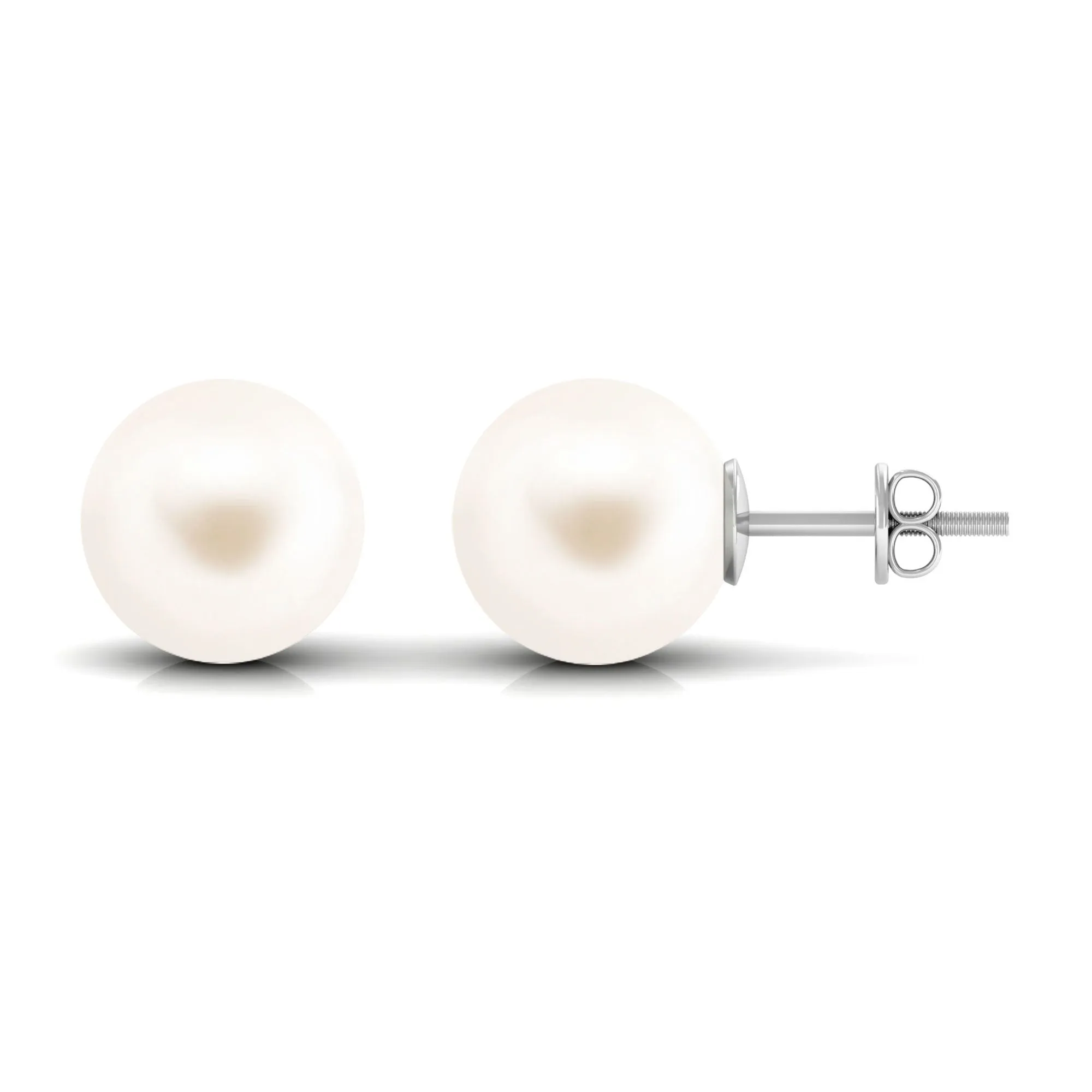 Simple Freshwater Pearl Solitaire Stud Earrings