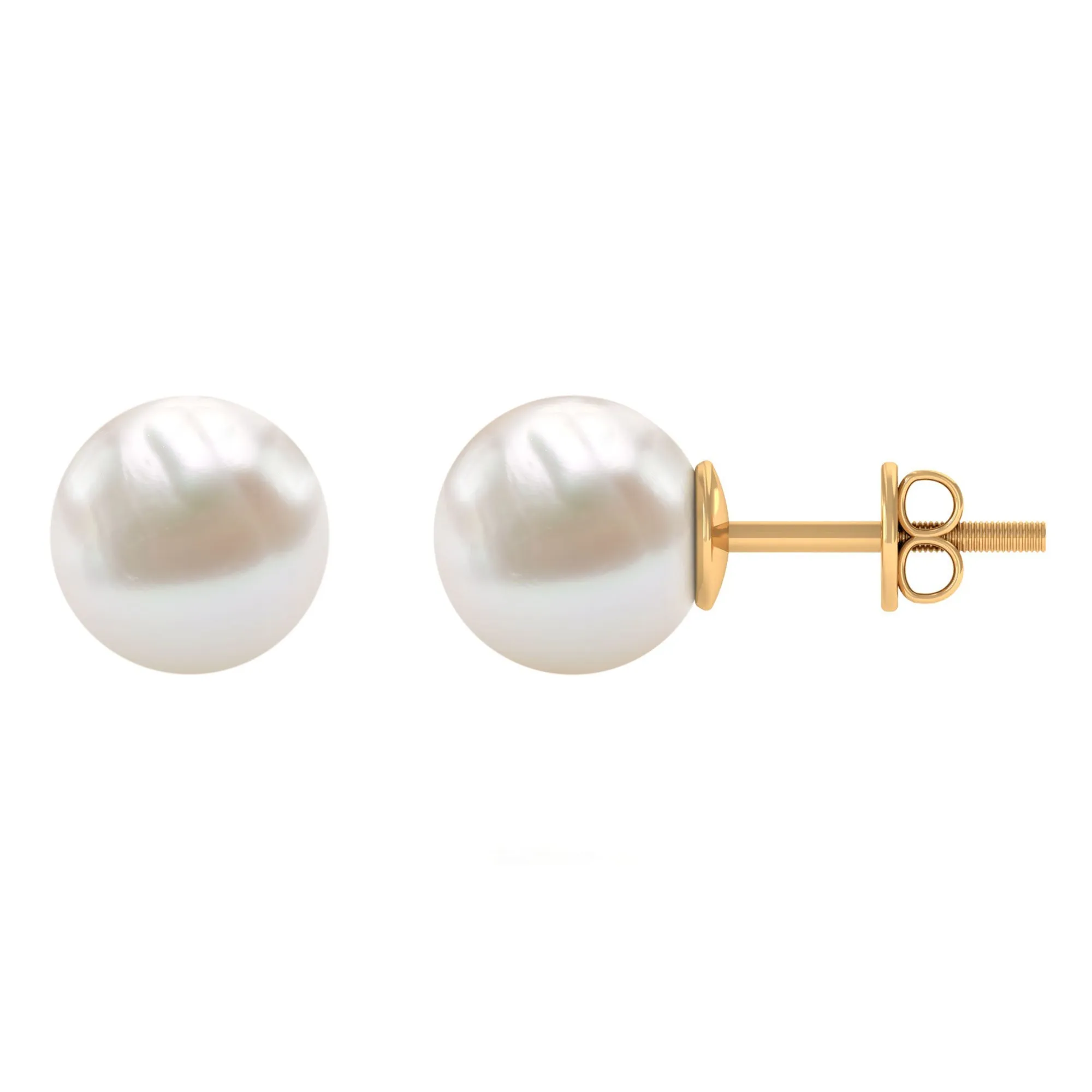 Simple Freshwater Pearl Solitaire Stud Earrings