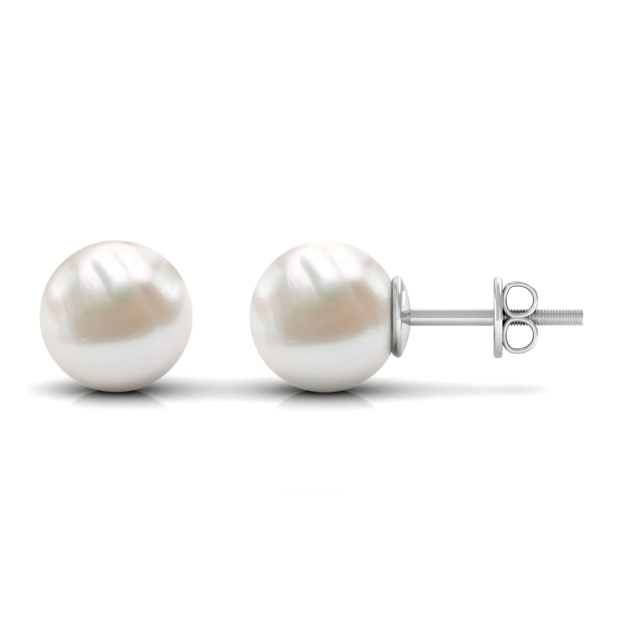 Simple Freshwater Pearl Solitaire Stud Earrings