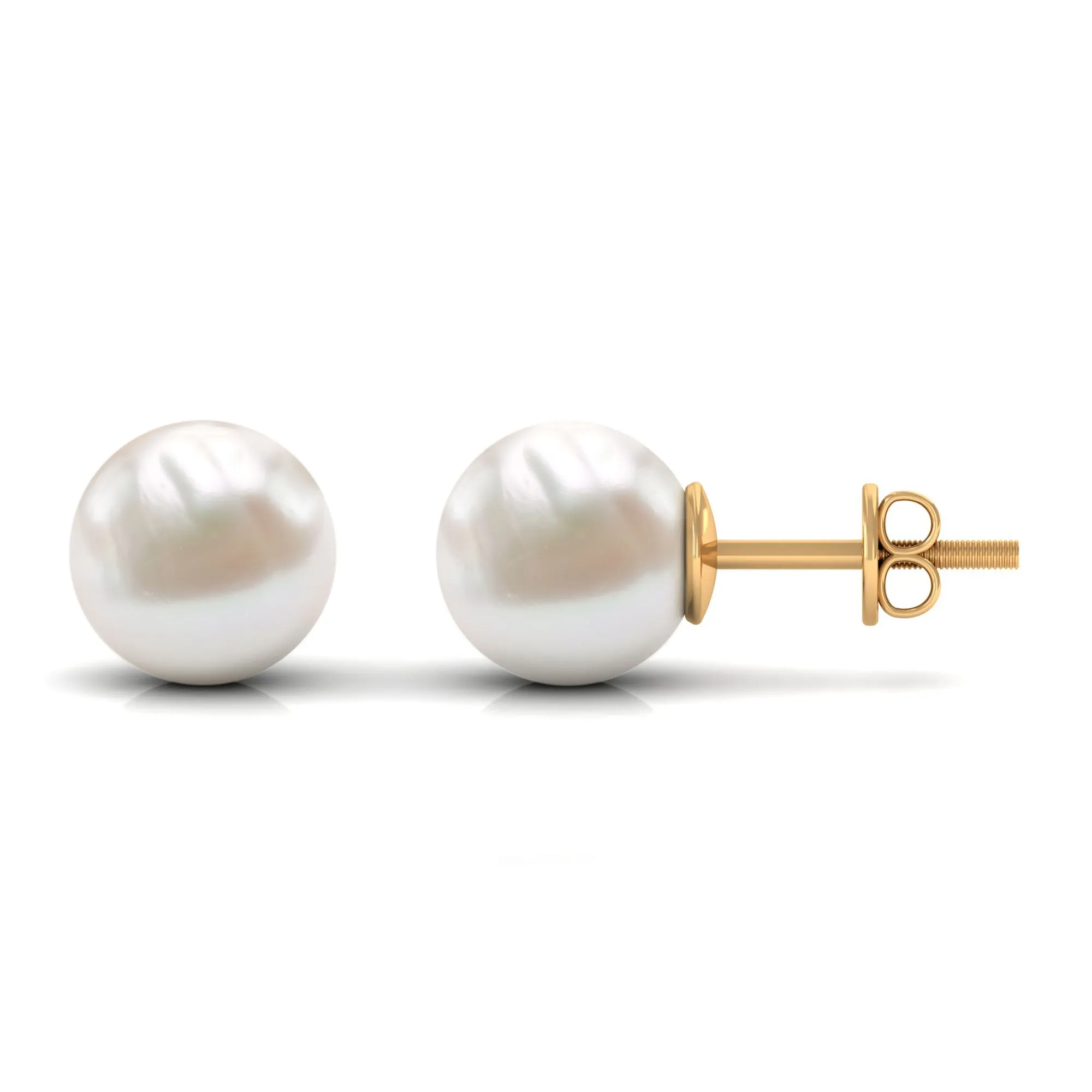 Simple Freshwater Pearl Solitaire Stud Earrings