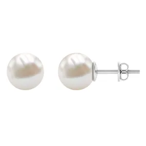 Simple Freshwater Pearl Solitaire Stud Earrings
