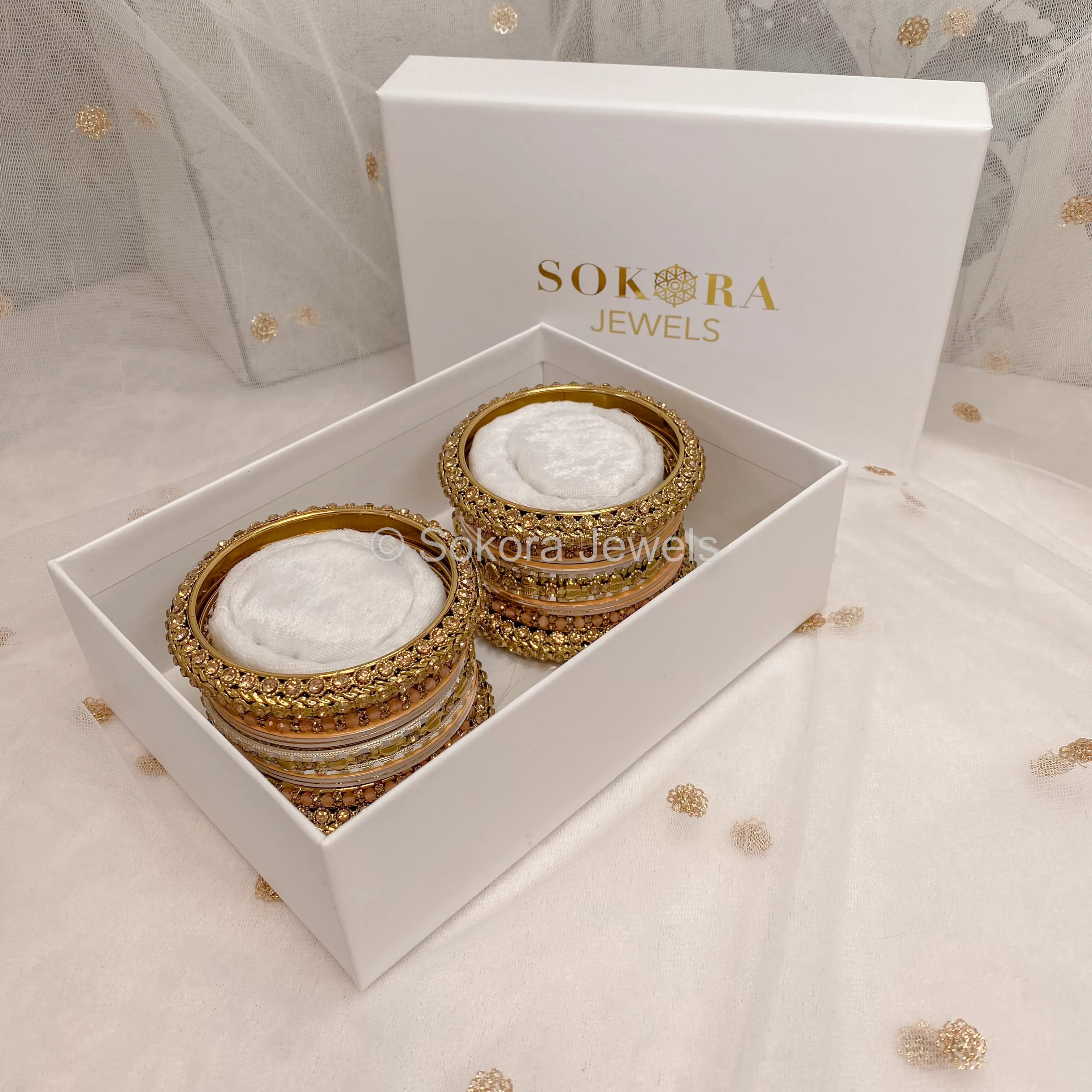 Small Chunky Bangle Set - Peach
