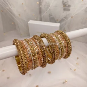 Small Chunky Bangle Set - Peach