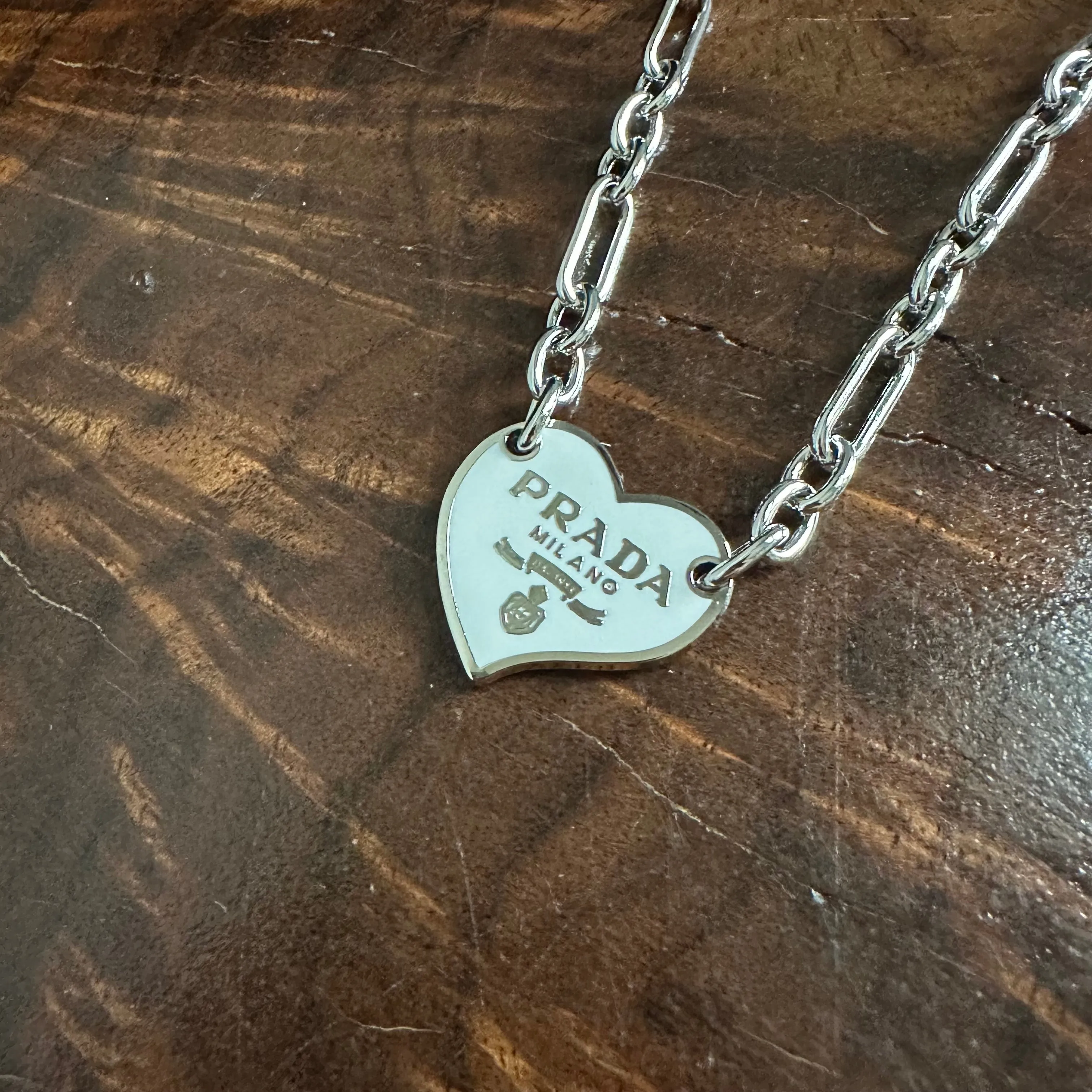 Small Prada Heart Bag Tag Necklace