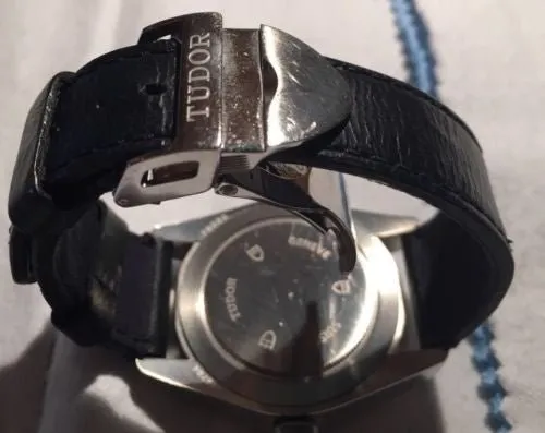 Sold!!! Tudor Rolex 79220B Heritage Black Bay Leather Strap Blue Bezel 41MM Diving Watch