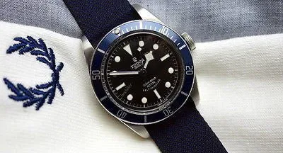 Sold!!! Tudor Rolex 79220B Heritage Black Bay Leather Strap Blue Bezel 41MM Diving Watch
