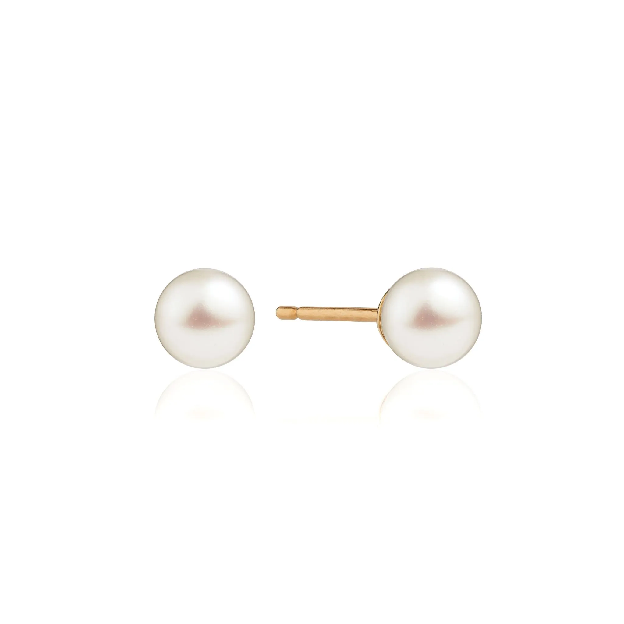 Solid Gold Single Pearl Stud Earrings