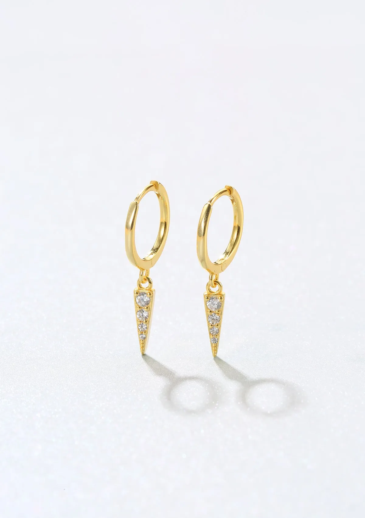 Spike Huggie Earrings Sterling Silver Gold