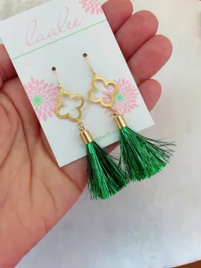 St. Patrick's Clover Tassel Earrings