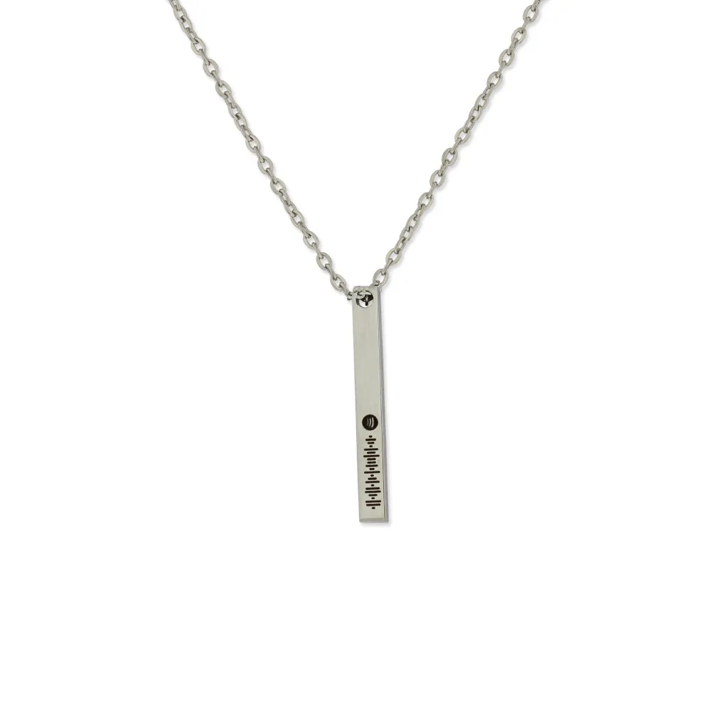 Stainless Steel Engraved Bar 4 Sided Bar Necklace KCL 12