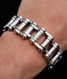 Stainless Steel Long Bar Motorcycle Chain Bracelet