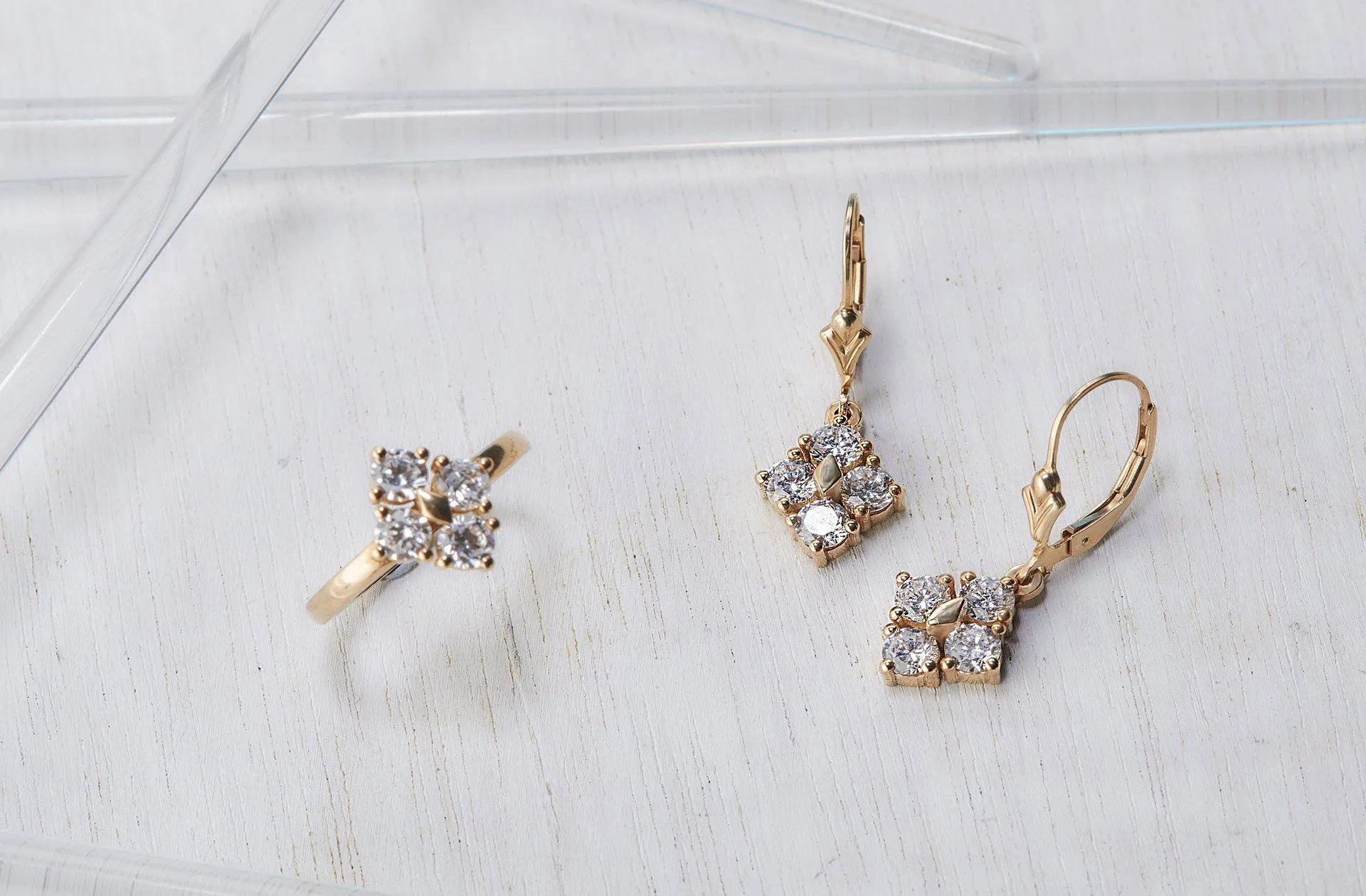Star Dust Kite Shaped Diamond Earrings with Natural Diamonds