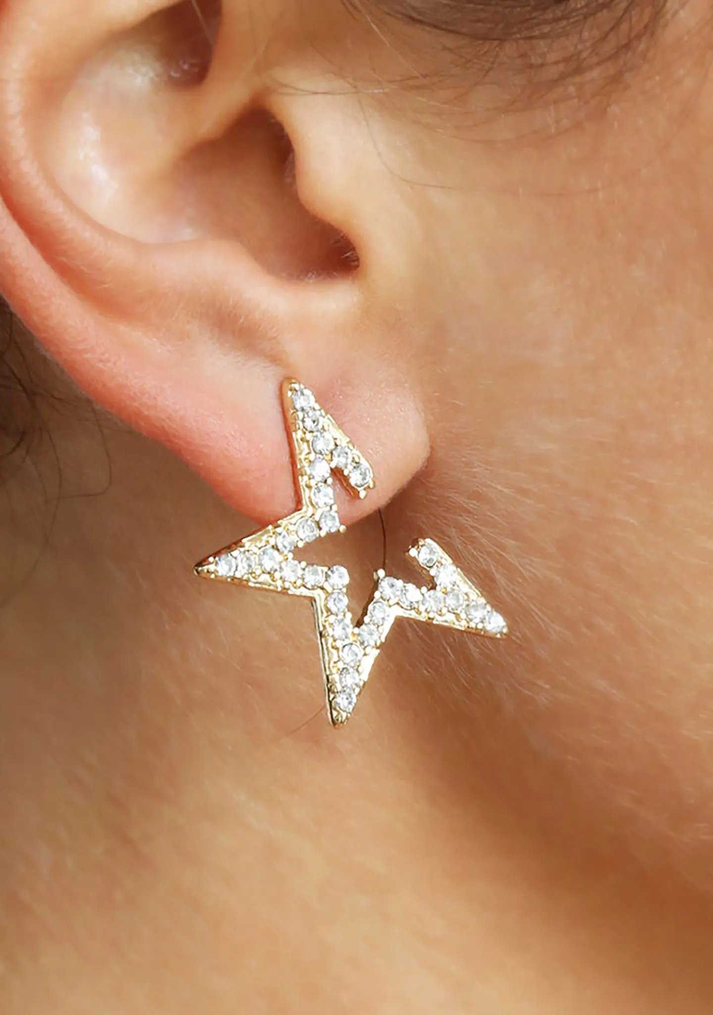 Star Light Crystal Statement Earrings in Gold