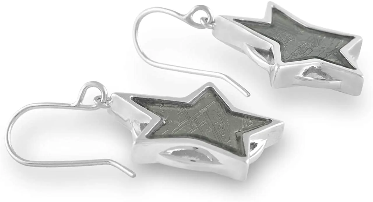 Starborn Creations Sterling Silver Muonionalusta Meteorite Star Earrings