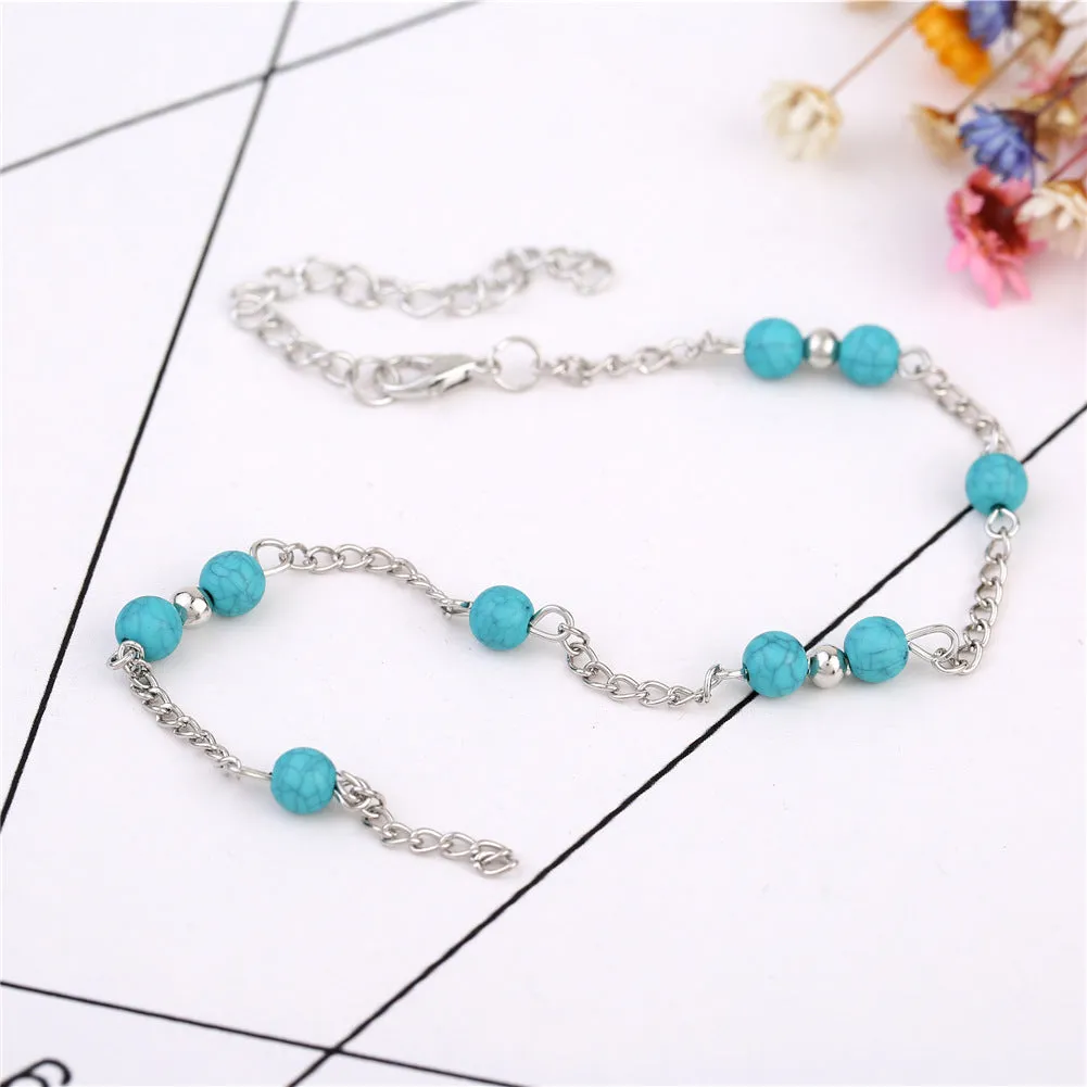 Street beat turquoise beads anklet