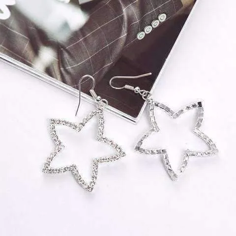 Superstar Crystal Star Silhouette Dangling Earrings