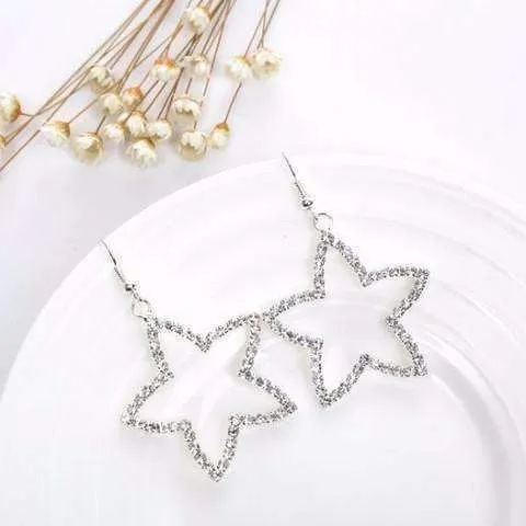 Superstar Crystal Star Silhouette Dangling Earrings