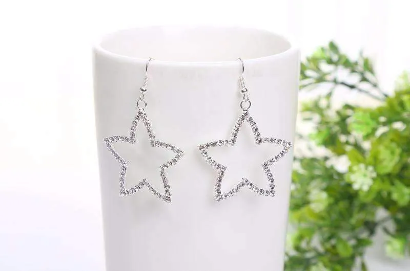 Superstar Crystal Star Silhouette Dangling Earrings