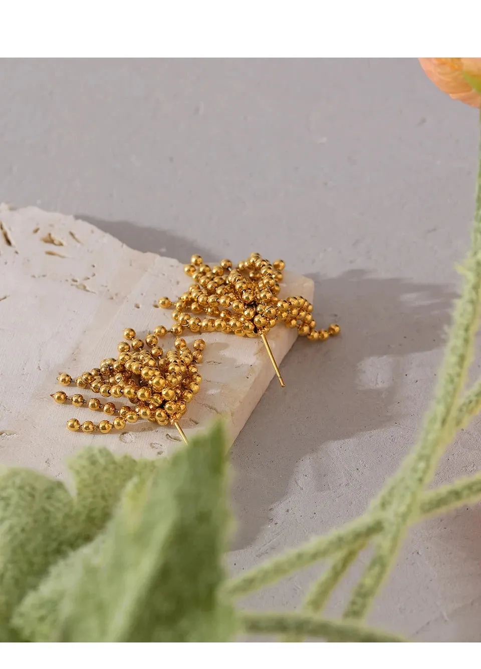 Tassel Bead Stud Earrings